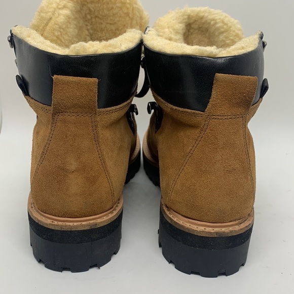 Urban Outfitters Bailey Sherpa Hiker Boots Brown 7 Casual Lumberjack Cabin Cozy - Picture 8 of 15